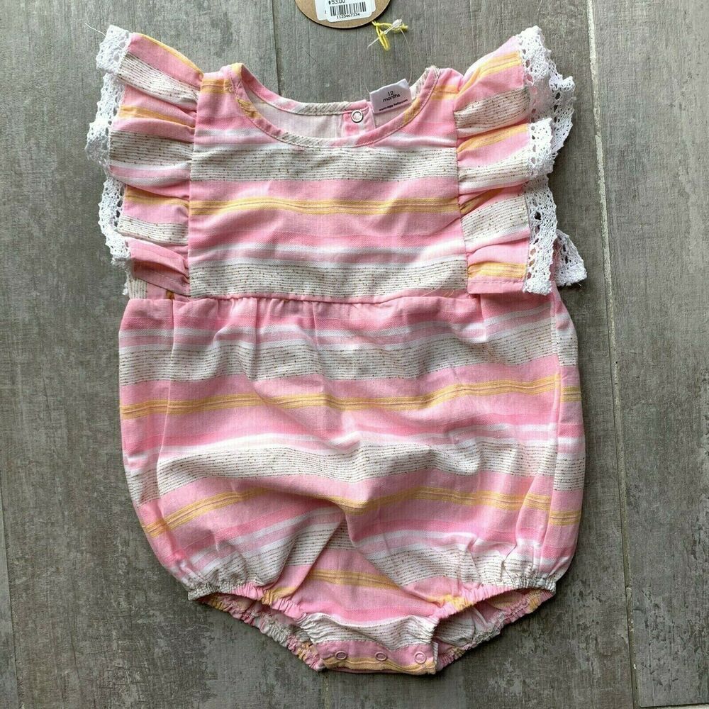 $53 EGG by SUSAN LAZAR Remy Bubble Romper Pink NEW Summer Baby Girl Designer 12M
